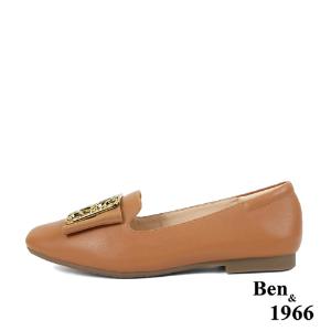 Ben&1966高級頭層牛皮時尚方頭包鞋-太妃糖棕(236092)