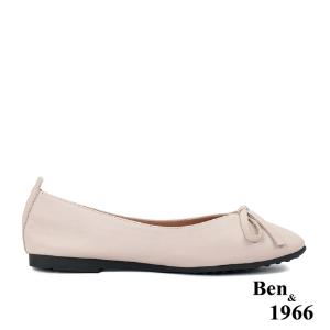 Ben&1966高級頭層牛皮優雅舒適方頭包鞋-淺粉(236143)