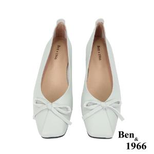 Ben&1966高級頭層牛皮優雅舒適方頭包鞋-淺灰(236142)