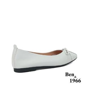 Ben&1966高級頭層牛皮優雅舒適方頭包鞋-淺灰(236142)