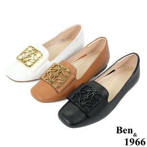 Ben&1966高級頭層牛皮時尚方頭包鞋-白(236093)