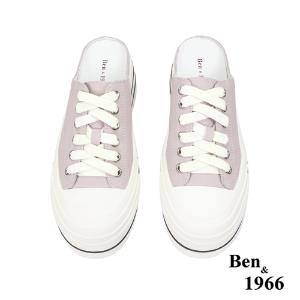 Ben&1966高級絲綢牛皮綁帶厚底休閒鞋-紫(236071)