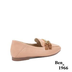 Ben&1966高級頭層牛皮個性金屬鍊樂福鞋-珊瑚粉(236133)