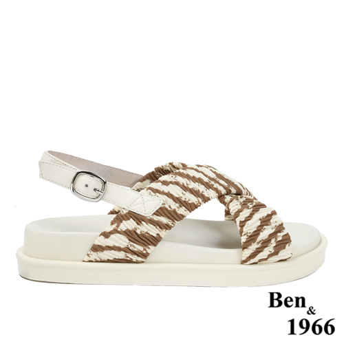 Ben&1966高級萊卡布俏皮斑馬紋涼鞋-咖啡(236202)