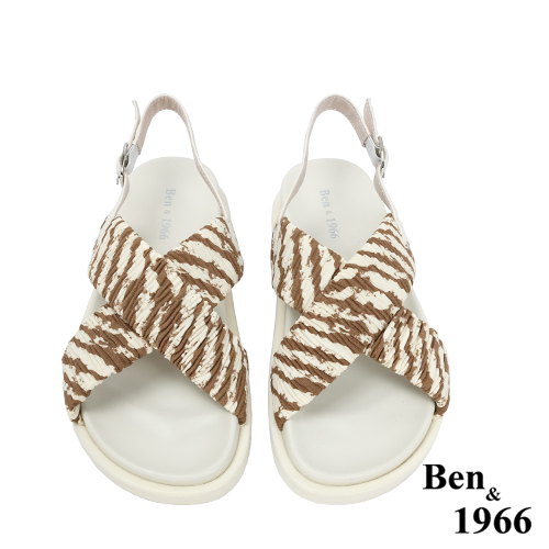 Ben&1966高級萊卡布俏皮斑馬紋涼鞋-咖啡(236202)