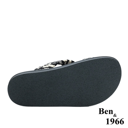 Ben&1966高級萊卡布俏皮斑馬紋涼鞋-黑(236201)