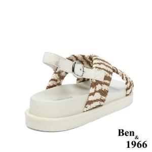 Ben&1966高級萊卡布俏皮斑馬紋涼鞋-咖啡(236202)