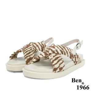 Ben&1966高級萊卡布俏皮斑馬紋涼鞋-咖啡(236202)