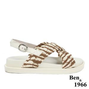 Ben&1966高級萊卡布俏皮斑馬紋涼鞋-咖啡(236202)