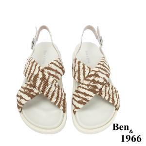Ben&1966高級萊卡布俏皮斑馬紋涼鞋-咖啡(236202)