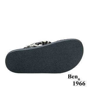 Ben&1966高級萊卡布俏皮斑馬紋涼鞋-黑(236201)