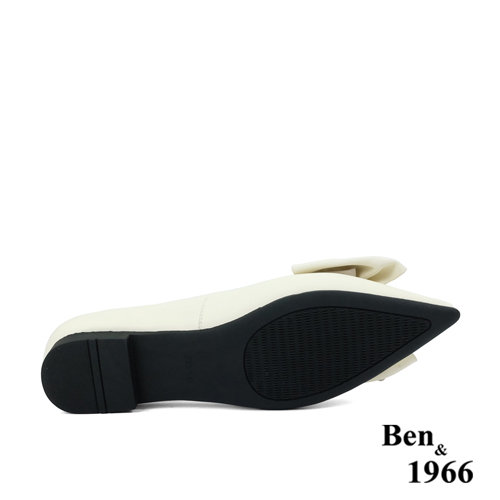 Ben&1966高級絲綢羊皮優雅尖頭包鞋-米白(236152)