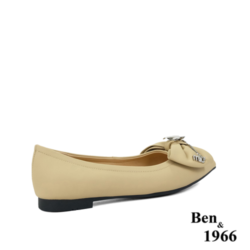 Ben&1966高級絲綢羊皮優雅尖頭包鞋-奶茶杏(236151)
