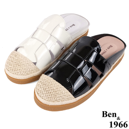 Ben&1966高級牛漆皮舒適休閒穆勒鞋-黑(236181)