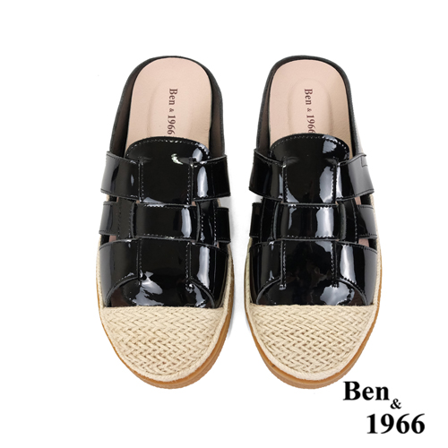 Ben&1966高級牛漆皮舒適休閒穆勒鞋-黑(236181)