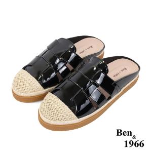 Ben&1966高級牛漆皮舒適休閒穆勒鞋-黑(236181)