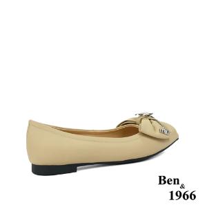 Ben&1966高級絲綢羊皮優雅尖頭包鞋-奶茶杏(236151)
