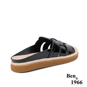 Ben&1966高級牛漆皮舒適休閒穆勒鞋-黑(236181)