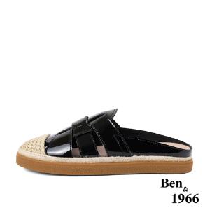 Ben&1966高級牛漆皮舒適休閒穆勒鞋-黑(236181)