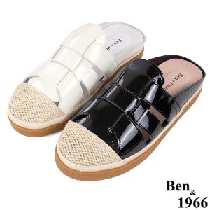 Ben&1966高級牛漆皮舒適休閒穆勒鞋-黑(236181)