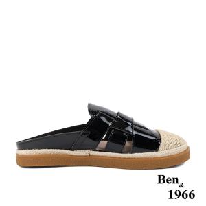 Ben&1966高級牛漆皮舒適休閒穆勒鞋-黑(236181)
