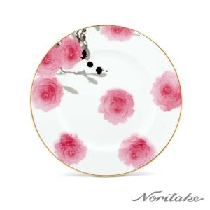 Noritake 紅纓花瓣金邊-圓盤23.4CM(骨瓷)