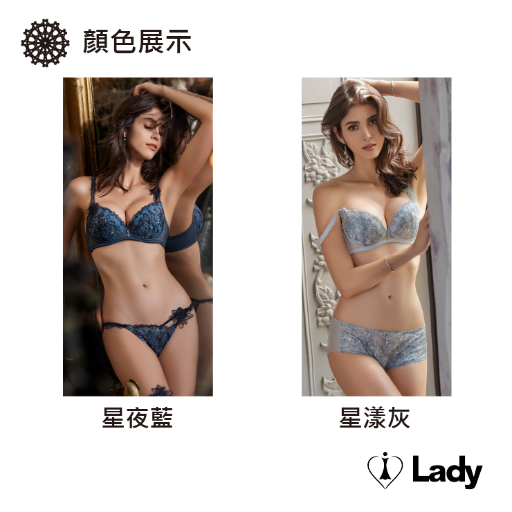 Lady 璨漾星辰系列 B-F罩 法式 刺繡 蕾絲 內衣 (星夜藍) 