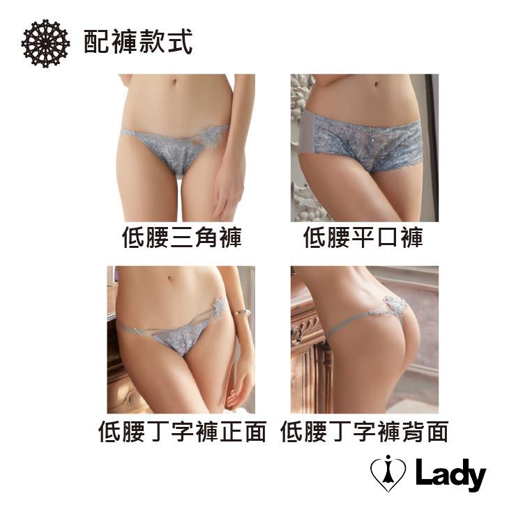 Lady 璨漾星辰系列 B-F罩 法式 刺繡 蕾絲 內衣 (星漾灰)