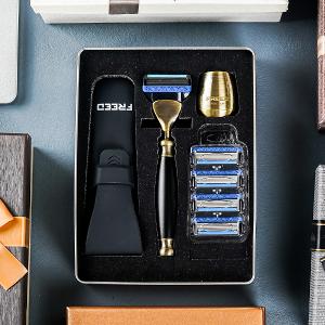 FREED 古銅系列尊爵四件組五刀式刮鬍刀禮盒-極致黑