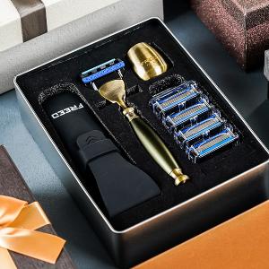 FREED 古銅系列尊爵四件組五刀式刮鬍刀禮盒-大地綠