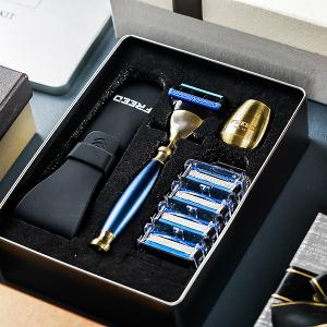 FREED 古銅系列尊爵四件組五刀式刮鬍刀禮盒-帝王藍