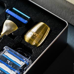 FREED 古銅系列尊爵四件組五刀式刮鬍刀禮盒-大地綠