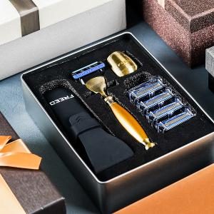 FREED 古銅系列尊爵四件組五刀式刮鬍刀禮盒-阿波羅+客製化刻字服務