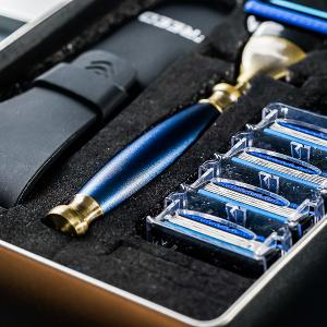 FREED 古銅系列尊爵四件組五刀式刮鬍刀禮盒-帝王藍