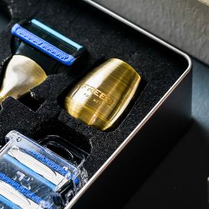 FREED 古銅系列尊爵四件組五刀式刮鬍刀禮盒-帝王藍