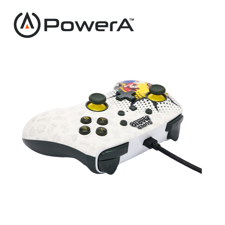 【PowerA】|任天堂官方授權|增強款有線遊戲手把 (NSGP0085-01)- 超級瑪利歐-白