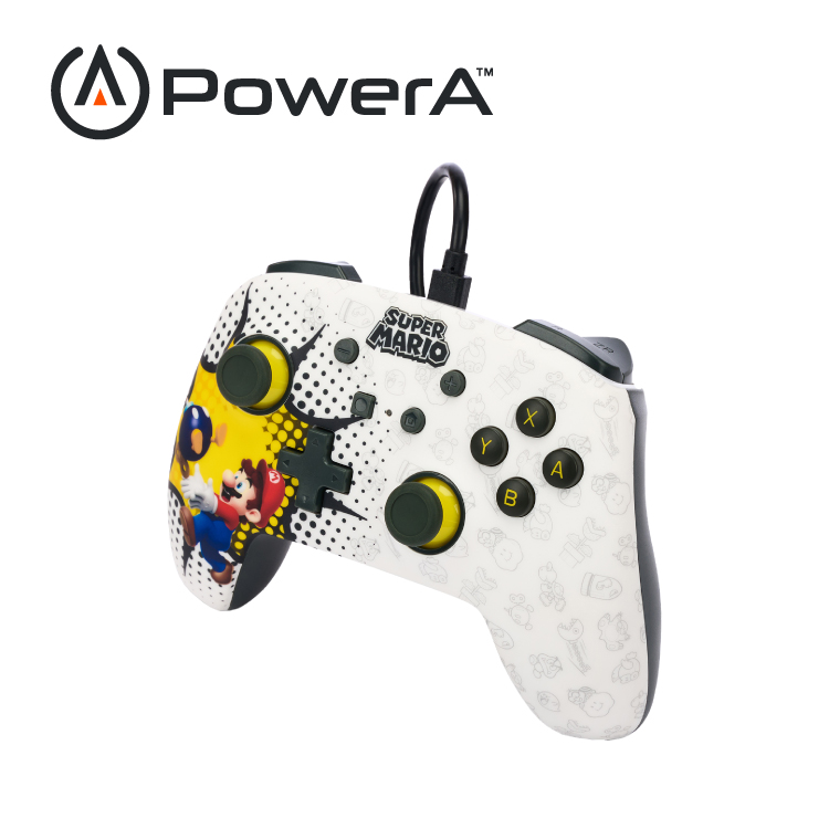 【PowerA】|任天堂官方授權|增強款有線遊戲手把 (NSGP0085-01)- 超級瑪利歐-白