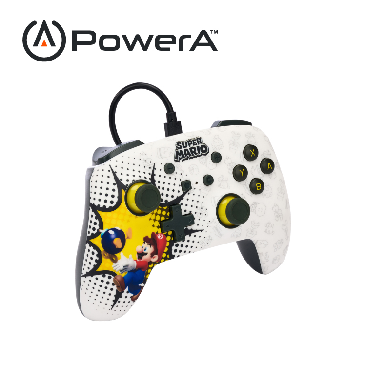 【PowerA】|任天堂官方授權|增強款有線遊戲手把 (NSGP0085-01)- 超級瑪利歐-白