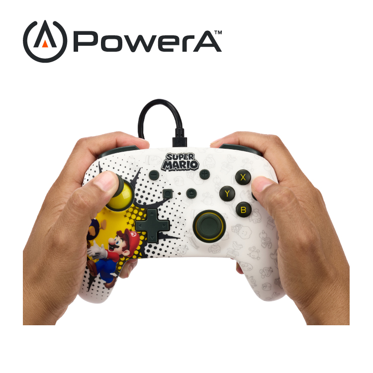 【PowerA】|任天堂官方授權|增強款有線遊戲手把 (NSGP0085-01)- 超級瑪利歐-白