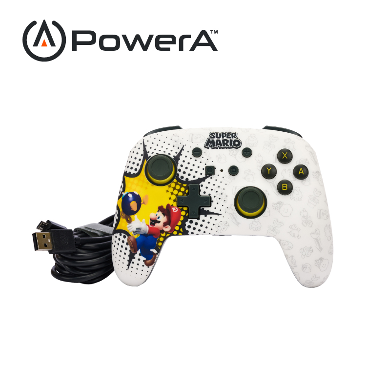 【PowerA】|任天堂官方授權|增強款有線遊戲手把 (NSGP0085-01)- 超級瑪利歐-白