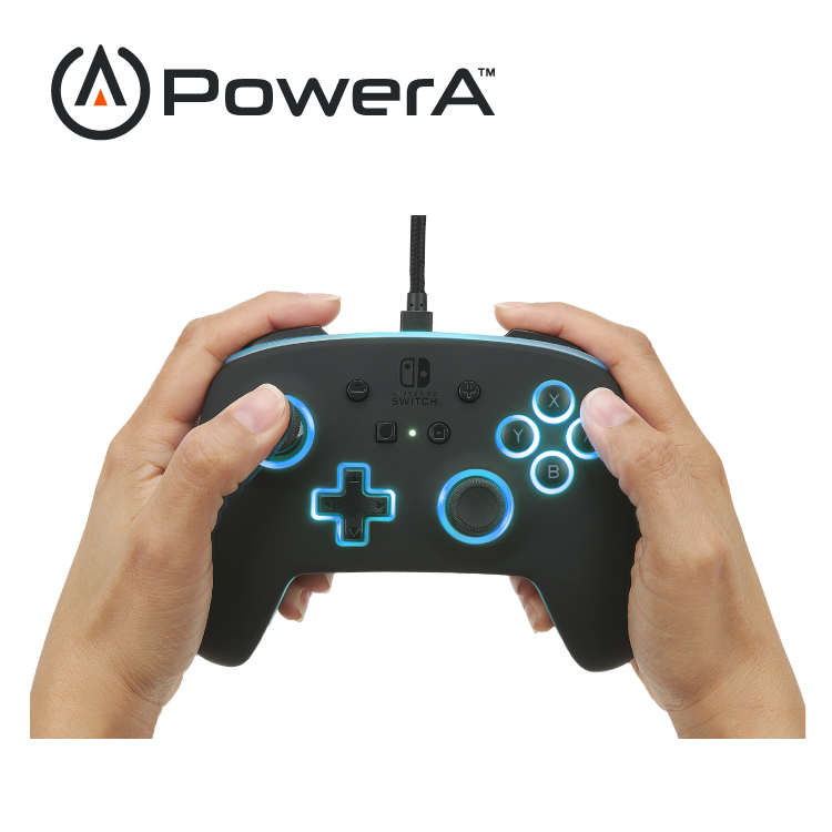 【PowerA】|任天堂官方授權|炫光增強款有線遊戲手把(1510925-01)-黑