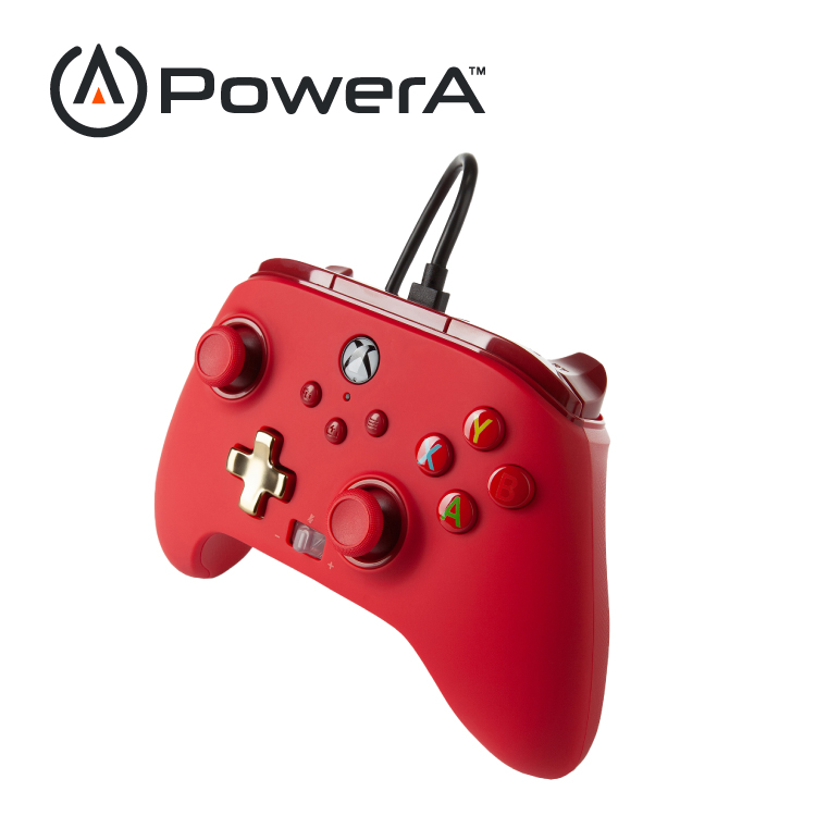 【PowerA】|XBOX 官方授權|增強款有線遊戲手把(1518810-02) - 紅色