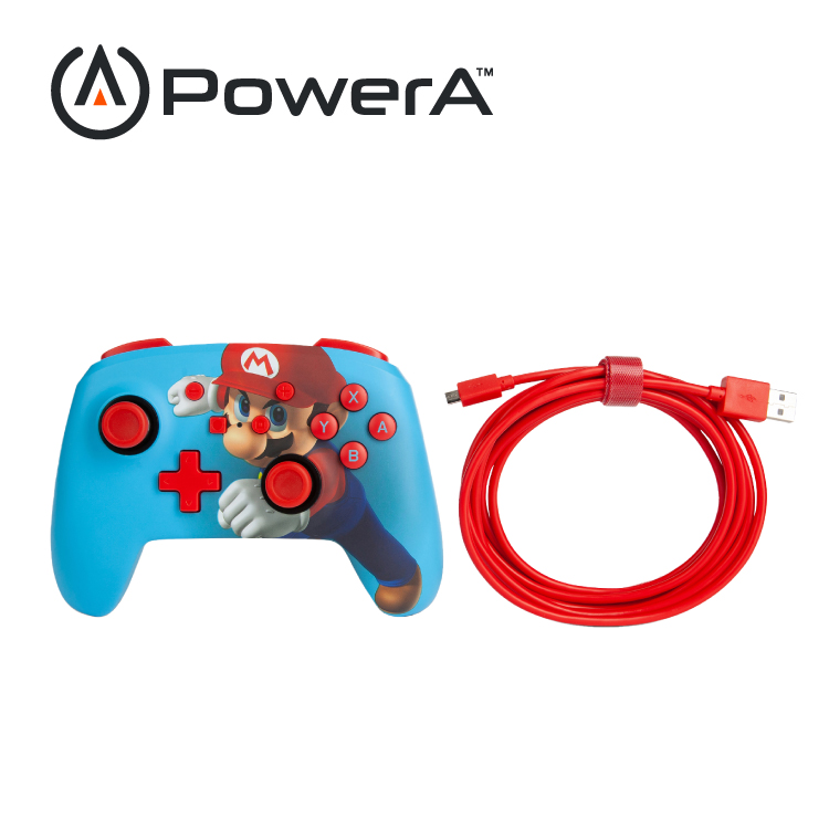 【PowerA】|任天堂官方授權 |增強款有線遊戲手把 (1518605-02)- 瑪利歐之拳-藍