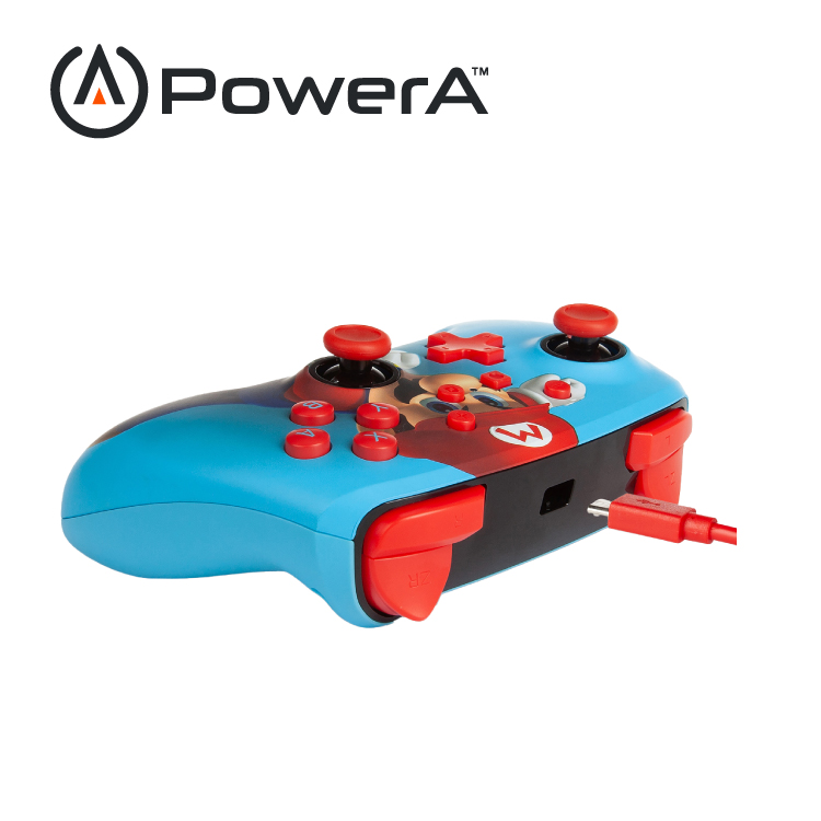 【PowerA】|任天堂官方授權 |增強款有線遊戲手把 (1518605-02)- 瑪利歐之拳-藍