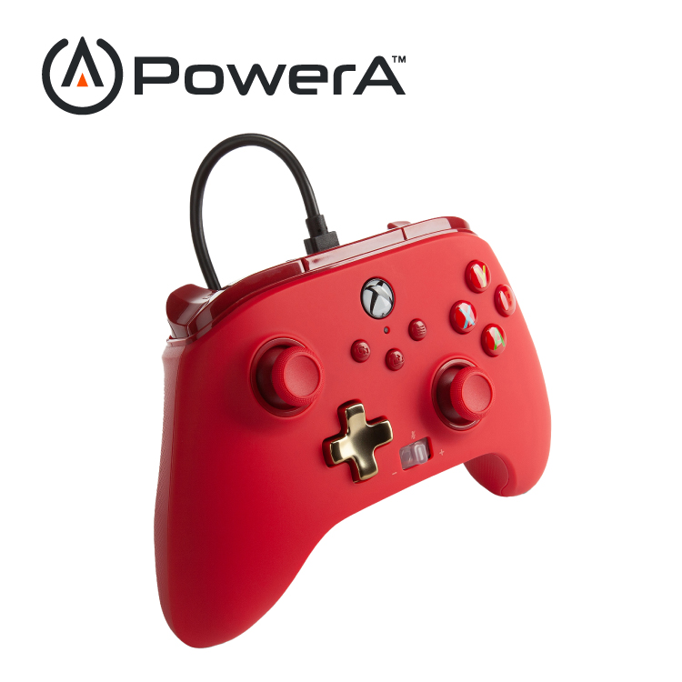 【PowerA】|XBOX 官方授權|增強款有線遊戲手把(1518810-02) - 紅色