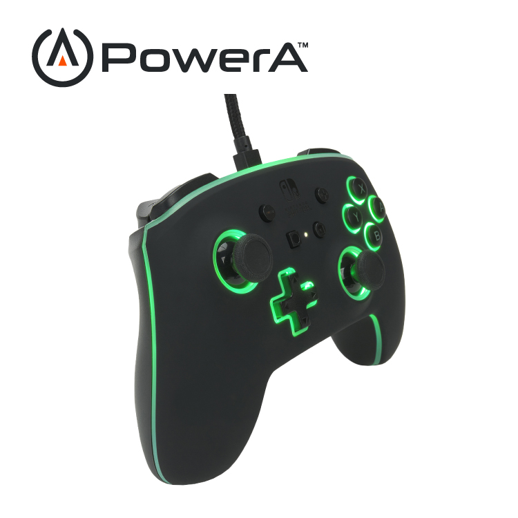 【PowerA】|任天堂官方授權|炫光增強款有線遊戲手把(1510925-01)-黑