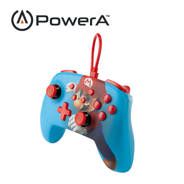 【PowerA】|任天堂官方授權 |增強款有線遊戲手把 (1518605-02)- 瑪利歐之拳-藍