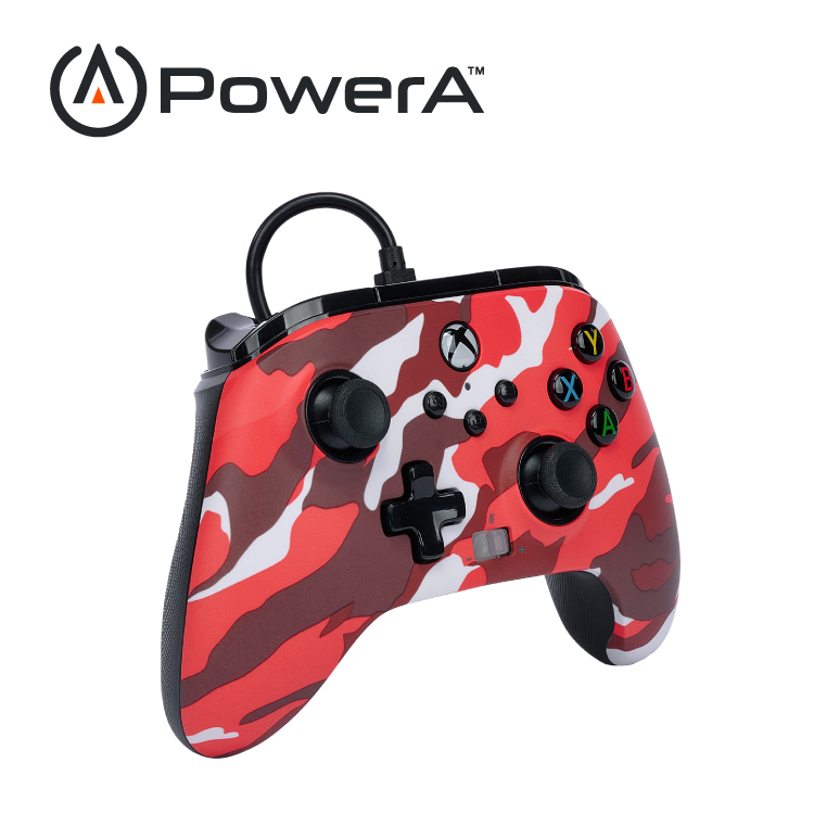【PowerA】|XBOX 官方授權| 增強款有線遊戲手把(1525942-01) - 紅迷彩