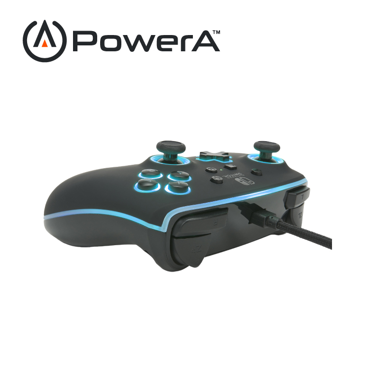 【PowerA】|任天堂官方授權|炫光增強款有線遊戲手把(1510925-01)-黑