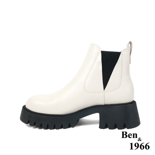 Ben&1966高級頭層牛皮個性大頭踝靴-米白(227172)